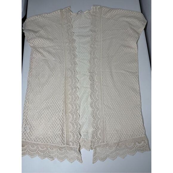 Promod Women’s Bohemian Crochet Lace Trim Cover Up Cardigan Cream One Size - Picture 6 of 13